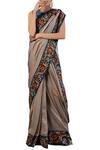 Buy_Latha Puttanna_Grey Tissue Embroidered Thread Round Work Saree With Blouse  _at_Aza_Fashions