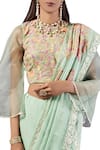Latha Puttanna_Green Georgette Embroidered Round Sea Check Print Saree With Blouse For Women_Online_at_Aza_Fashions
