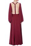 Shop_Deme by Gabriella_Maroon Round Satin Backless Gown _at_Aza_Fashions