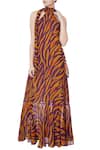 Buy_Deme by Gabriella_Yellow Halter Printed Gown For Women_at_Aza_Fashions
