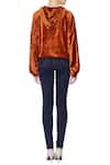 Shop_Deme by Gabriella_Orange Round Velvet Hoodie Jacket For Women_at_Aza_Fashions