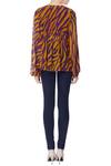 Shop_Deme by Gabriella_Yellow Chiffon Silk Round Printed Top For Women_at_Aza_Fashions