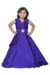 Buy_Neha Gursahani_Navy Blue Pleated Gown For Girls_at_Aza_Fashions