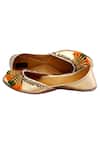 Shop_5elements_Gold Leather Embroidered Juttis _at_Aza_Fashions