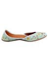5 elements_Green Leather Lining Printed Leather Juttis_Online_at_Aza_Fashions