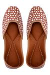 Buy_5 elements_Brown Leather Lining Leather Printed Juttis_at_Aza_Fashions