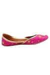 5Elements_Pink Printed Leather Juttis _Online_at_Aza_Fashions