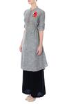 Buy_Surendri_Grey Band Collar Embroidered Tunic For Women_Online_at_Aza_Fashions