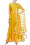 Buy_Surendri_Yellow Round Chanderi Anarkali With Dupatta For Women_at_Aza_Fashions