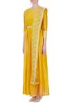 Buy_Surendri_Yellow Round Chanderi Anarkali With Dupatta For Women_Online_at_Aza_Fashions
