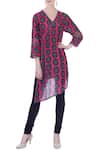 Buy_Surendri_Pink V Neck Printed Asymmetric Tunic For Women_at_Aza_Fashions