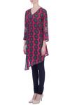 Buy_Surendri_Pink V Neck Printed Asymmetric Tunic For Women_Online_at_Aza_Fashions