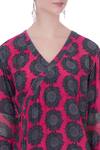 Surendri_Pink V Neck Printed Asymmetric Tunic For Women_at_Aza_Fashions