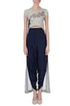 Shop_Maison Blu_Beige Round Silk Tunic And Dhoti Pant Set_Online_at_Aza_Fashions