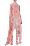 Buy_Maison Blu_Pink Embellished Boat Silk Cape And Dhoti Pants Set_at_Aza_Fashions