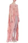 Maison Blu_Pink Embellished Boat Silk Cape And Dhoti Pants Set_Online_at_Aza_Fashions