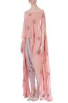 Buy_Maison Blu_Pink Embellished Boat Silk Cape And Dhoti Pants Set_Online_at_Aza_Fashions