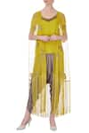 Buy_Maison Blu_Yellow Embroidered V Neck Jacket And Dhoti Pant Set _at_Aza_Fashions