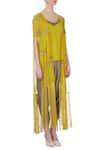 Maison Blu_Yellow Embroidered V Neck Jacket And Dhoti Pant Set _Online_at_Aza_Fashions