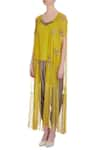 Buy_Maison Blu_Yellow Embroidered V Neck Jacket And Dhoti Pant Set _Online_at_Aza_Fashions