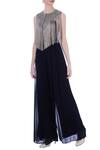Buy_Maison Blu_Blue Fringe Cape With Jumpsuit_at_Aza_Fashions