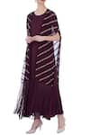 Buy_Maison Blu_Wine Silk Round Dress With Cape _at_Aza_Fashions