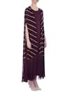 Maison Blu_Wine Silk Round Dress With Cape _Online_at_Aza_Fashions