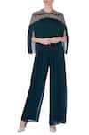 Buy_Maison Blu_Blue Round Jumpsuit With Fringe Cape For Women_at_Aza_Fashions