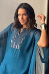 Buy_Nirmooha_Blue Georgette Embroidery Round Embellished Kaftan _at_Aza_Fashions