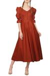 Buy_Manika Nanda_Orange Cotton Flared Dress For Women_at_Aza_Fashions