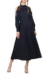 Buy_Manika Nanda_Navy Blue Ruffled Maxi Dress_at_Aza_Fashions