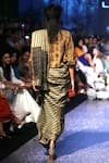 Shop_Anavila_Green Linen Printed Stripe Saree For Women_at_Aza_Fashions
