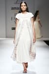 Buy_Prama by Pratima Pandey_Off White Ivory Double Layer Hand Woven Chanderi Dress With Slip_at_Aza_Fashions