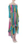 Siddhartha Bansal_Blue Cotton Striped Dress_Online_at_Aza_Fashions