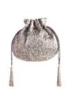 Shop_Lovetobag_Silver Bugle Bead Embellished Potli_at_Aza_Fashions