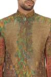 Sharbari Studio_Green And Rust Cotton Embroidered Bandhgala Jacket Set_at_Aza_Fashions