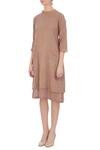 Buy_Chambray & Co._Beige Linen Embroidered Kantha Dress For Women_Online_at_Aza_Fashions