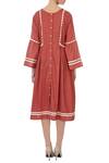 Shop_Chambray & Co._Coral Round Applique Linen Dress For Women_at_Aza_Fashions