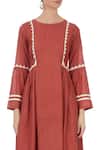 Chambray & Co._Coral Round Applique Linen Dress For Women_at_Aza_Fashions