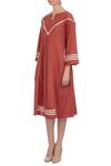 Buy_Chambray & Co._Coral Split Applique Linen Dress For Women_Online_at_Aza_Fashions