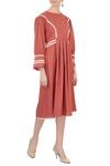 Buy_Chambray & Co._Coral Round Pleated Linen Dress For Women_at_Aza_Fashions