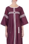 Chambray & Co._Wine Linen Midi Dress For Women_at_Aza_Fashions