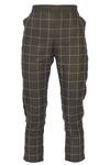 Chambray & Co._Green Linen Embroidered Checks Chequered Cigarette Pant For Women_Online_at_Aza_Fashions