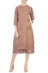 Buy_Chambray & Co._Beige Linen Embroidered Checks Chequered Cullotes For Women_at_Aza_Fashions