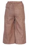 Chambray & Co._Beige Linen Embroidered Checks Chequered Cullotes For Women_Online_at_Aza_Fashions