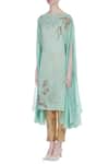 Buy_Joy Mitra_Green Silk Blend Hand Embroidered Sequin And Moti Work Tunic With Flared Sleeves _Online_at_Aza_Fashions