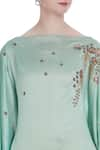 Joy Mitra_Green Silk Blend Hand Embroidered Sequin And Moti Work Tunic With Flared Sleeves _at_Aza_Fashions