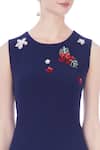 Gauri & Nainika_Blue Moss Crepe Embroidered Jumpsuit_at_Aza_Fashions