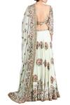 Shop_Nakul Sen_Green Chiffon Floral Embroidered Lehenga Set_at_Aza_Fashions