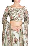 Buy_Nakul Sen_Green Chiffon Floral Embroidered Lehenga Set_Online_at_Aza_Fashions